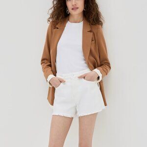 Good American 90s Distressed High Rise Denim Shorts